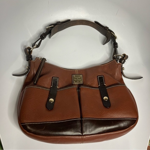 Dooney & Bourke safari brown pebbled leather shoulder bag - Picture 1 of 9